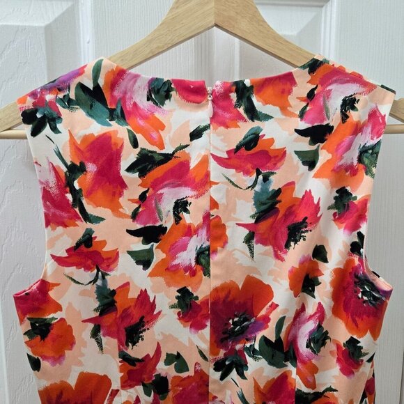 Talbots Midi Dress Womens 2P Petites Pink Black Floral Pleated A-line Tradwife - Picture 9 of 13